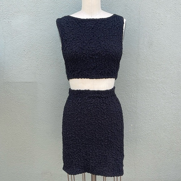 Free People Apple Of My Eye Black Mini Skirt Set - Picture 1 of 9